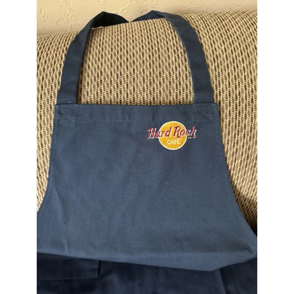 Vintage 80s 90s Hard Rock Cafe Embroidered Black Chef Apron Uniform